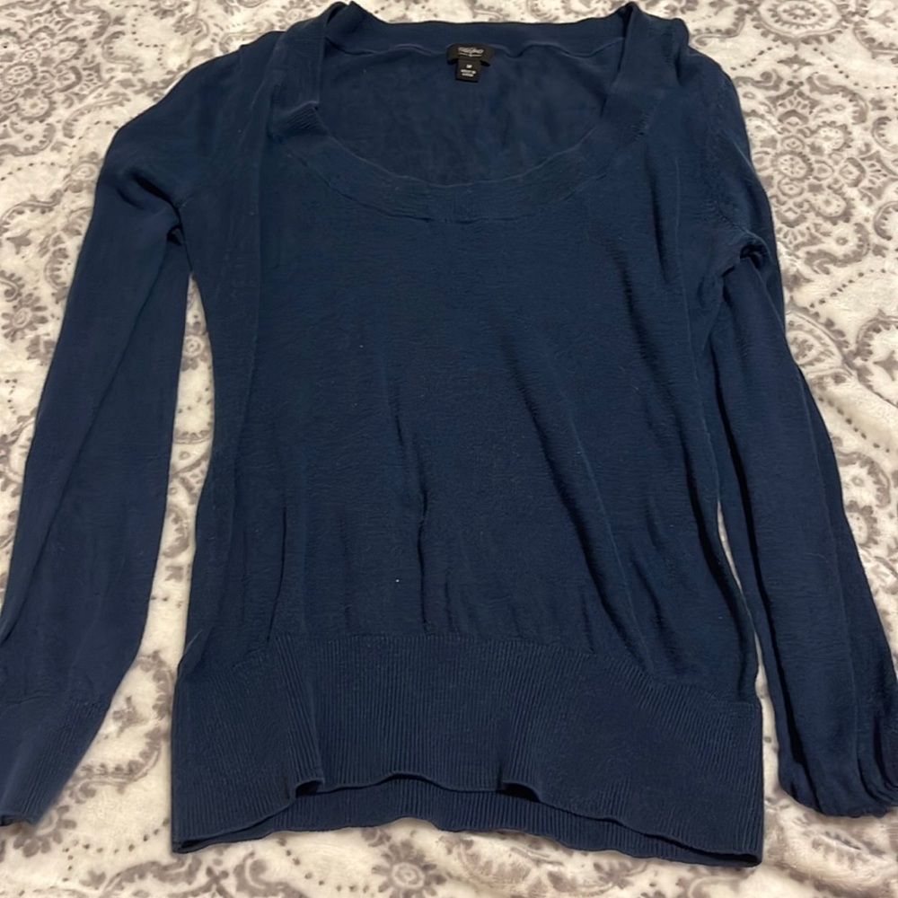 y2k blue long sleeve, see through